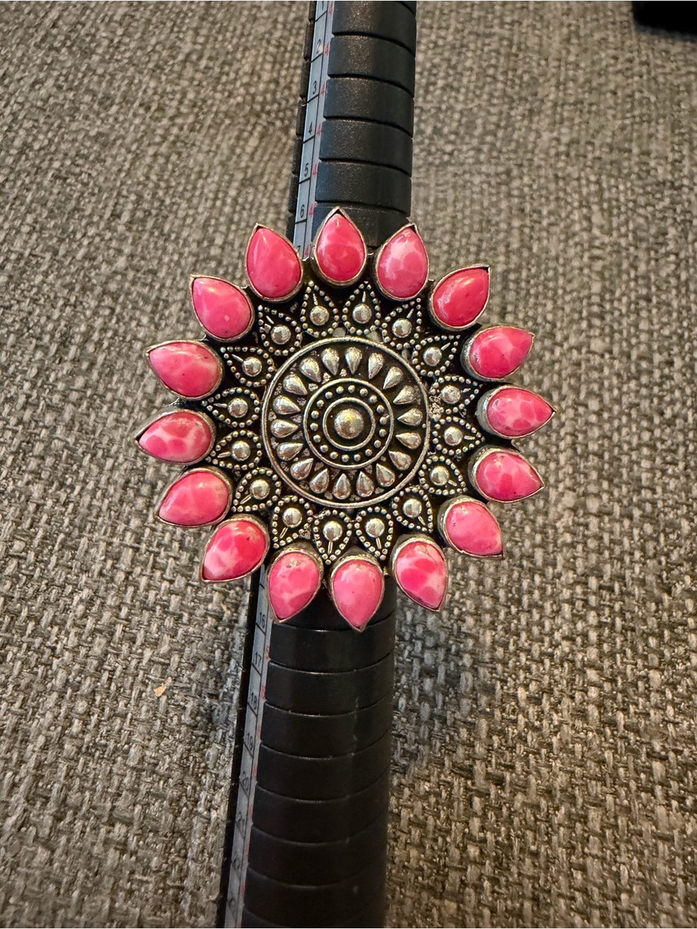 Women's Pink Teardrop Sunburst Statement Ring